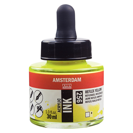 Краски жидкий акрил "Amsterdam" 256 флуоресцентный желтый, 30 мл., банка