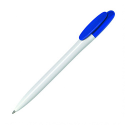 Ручка шарик/автомат "Bay BC" 1,0 мм, пласт., глянц., белый/синий, стерж. синий