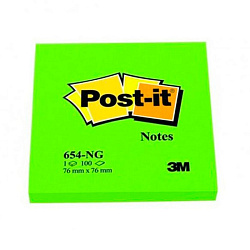 Бумага д/з на кл. осн. 76*76 мм "Post-it Notes" 100 л., зеленый неон
