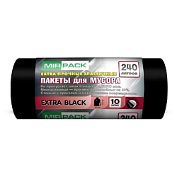 Мешки для мусора 240л 10шт/рулон ПВД Mirpack Extra 55мкм 93*130см цв.черный