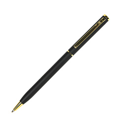 Ручка шарик/автомат "Slim" 1 мм, метал., черный/золотистый, стерж. синий