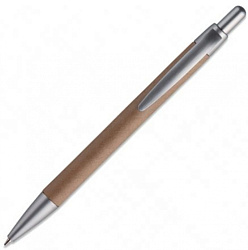 Ручка шарик/автомат "Pushton" 1,0 мм, карт., коричневый, стерж. синий
