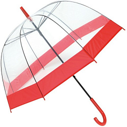Зонт-трость механ. 83 см, ручка пласт. "Honeymoon" прозрачный/красный