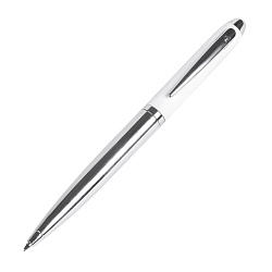 Ручка шарик/автомат "Nautic" 1,0 мм, метал., белый/серебристый, стерж. синий