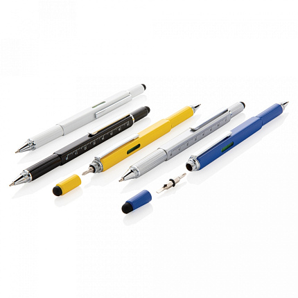 Ручка многофункц. "P221.553" метал., 5 функц., белый/серебристый, стерж. синий
