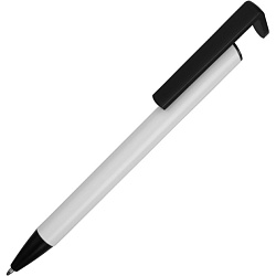 Ручка шарик/автомат "Кипер Металл" метал./пласт., с подставкой, белый/черный, стерж. синий