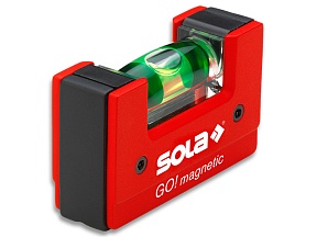 Уровень 68 мм 1 глазок пластм. GO! magnetik  (SOLA) Магнитный