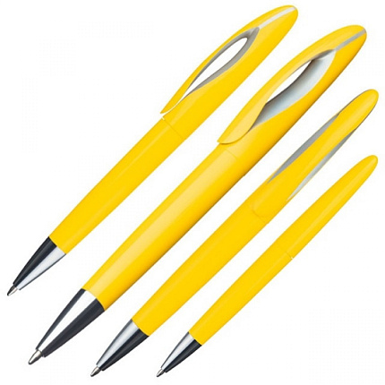 Ручка шарик/автомат "Fairfield" 0,5 мм, пласт., глянц., желтый, стерж. синий