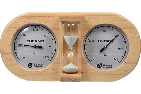 Термометр с гигрометром Банная станция с песочными часами, "Банные штучки" (БАННЫЕ ШТУЧКИ)
