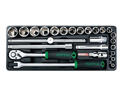 Набор-сет головок 1/2" 25предм. 6гр. 434х176мм TOPTUL