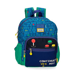 Рюкзак школьный "Gamer" полиэстер, синий/зеленый