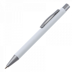 Ручка шарик/автомат "Abu Dhabi" 0,7 мм, метал., софт тач., белый/серебристый, стерж. синий