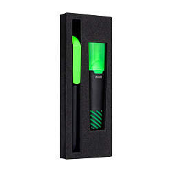 Набор ручка шарик/автомат+маркер "Flow Pure GOM KF+Liqeo Highlighte" черный/зеленый, карт. футляр