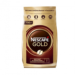 Кофе "Nescafe" натур. растворим. сублимир с доб. жар.мол. кофе., 750 гр., пак., Gold