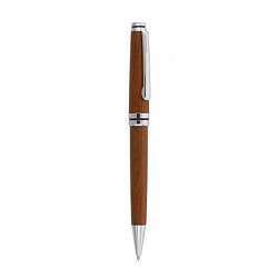 Ручка шарик/автомат "Poet" 0,7 мм, дерев., футляр, коричневый/серебристый, стерж. синий