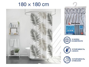 Шторка для ванной (12 колец в комплекте), 180x180 см, Harmony, оазис, PERFECTO LINEA (Материал: полиэстер (текстильная))