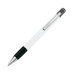 Ручка шарик/автомат "Soft Spring Polished" 1,0 мм, пласт., глянц., белый/серебристый, стерж. синий