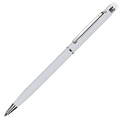 Ручка шарик/автомат "TouchWriter" 0,7 мм,  метал., со стилусом, белый/серебристый, стерж. синий
