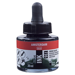 Краски жидкий акрил "Amsterdam" 735 оксид черный, 30 мл., банка