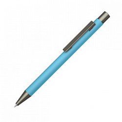 Ручка шарик/автомат "Straight Gum" 1,0 мм, метал., софт., голубой/антрацит, стерж. синий