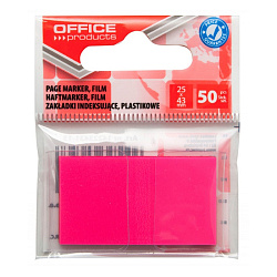 Закладки пласт. "Office products" 25*43 мм, 50 шт., ярк.-розовый