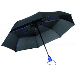 Зонт складной автомат. 97 см, ручка прорезин. "Streetlife" черный/синий