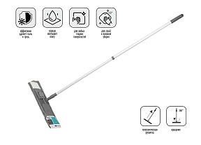 Швабра для пола с насадкой из микрофибры, серая, PERFECTO LINEA