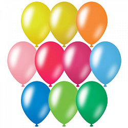 Воздушные шары,  50шт., М12/30см, MESHU, металлик, 10 цветов ассорти MS_31623
