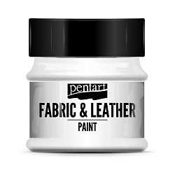 Краски д/текстиля "Pentart Fabric & Leather paint" белый, 50 мл, банка