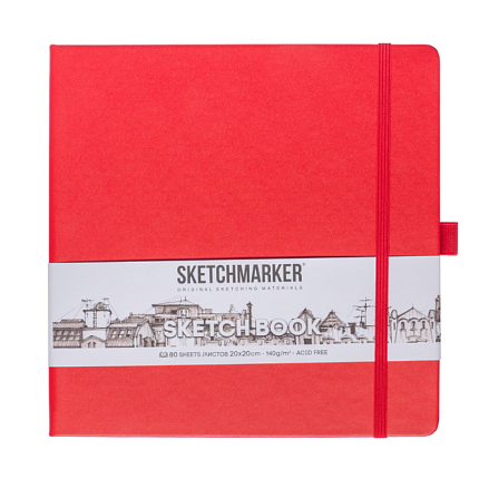 Скетчбук "Sketchmarker" 20*20 см, 140 г/м2, 80 л., красный