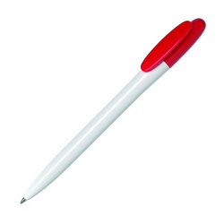 Ручка шарик/автомат "Bay BC" 1,0 мм, пласт., глянц., белый/красный, стерж. синий