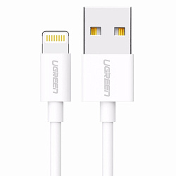 Кабель UGREEN US155-20728, USB-A 2.0 to Lightning, Apple, MFI certified, 2,4A, силиконовый, 1m, White (белый)