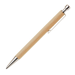 Ручка шарик/автомат "Calibra S" 1,0 мм, дерев./метал., св.-коричневый/серебристый, стерж. черный
