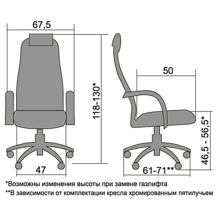 Кресло д/руководителя METTA S-BP-8 PL №20 ткань/сетка, черный (состоит из двух коробок)
