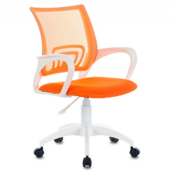 Кресло д/персонала Бюрократ CH-W695NLT сетчатая ткань, оранжевый, крестов. пластик, корпус белый