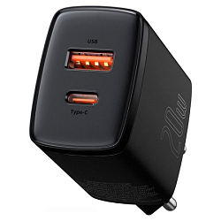 Сетевое зарядное устройство Baseus CCXJ-B01 Compact Quick Charger USB+Type-C 20W Black (CCCP20UE)