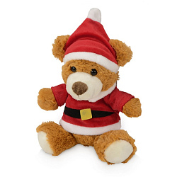 Медведь плюшевый "Santa" коричневый/красный/белый