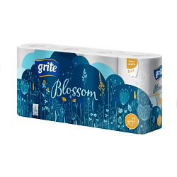 Бумага туалетная GRITE Blossom (1х8) 3 слоя 18,75 м/рулон
