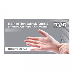 Перчатки виниловые одноразовые BVB, р-р M 100 шт./уп. прозрачный
