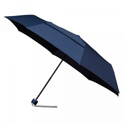 Зонт складной механ. 100 см, ручка пласт. "LGF-99 ECO" ветрозащитный, 3-х секционный, плоский, в чехле, т.-синий