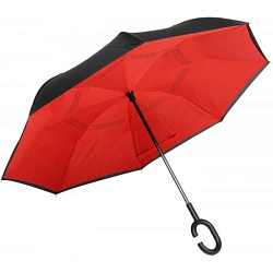 Зонт-трость п/автомат. 109 см, ручка пласт. "Flipped" реверсивный, красный/черный
