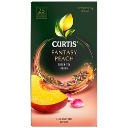 Чай "Curtis" 25 пак*1.5 гр., зеленый, сашеты, с ароматом персика и кусочками яблока, Fantasy Peach