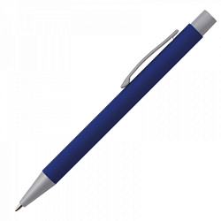 Ручка шарик/автомат "Abu Dhabi" 0,7 мм, метал., софт тач., синий/серебристый, стерж. синий