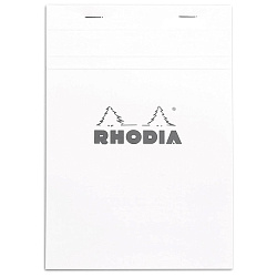 Блокнот А5 148*210 мм, 80 л., в линейку "Rhodia" скоба сверху, обл. карт., белый