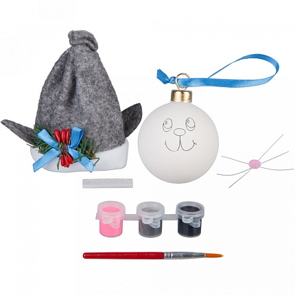 Набор для творчества "Шар-подарок" Котик, шар, акриловые краски, кисть