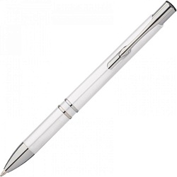 Ручка шарик/автомат "Baltimore" пласт., глянц., белый/серебристый, стерж. синий