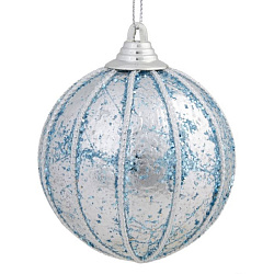 Украшение новогоднее "Серебристый шар" 8*8*8 см, пенополистирол., серебристый/голубой