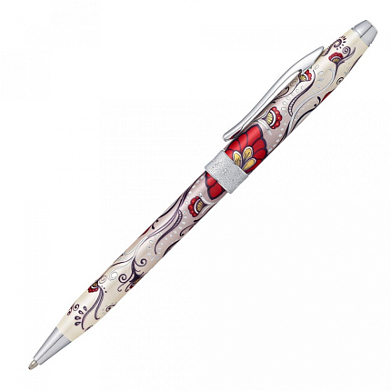 Ручка шарик/автомат "Botanica Red Hummingbird Vine" 0,7 мм, метал., подарочн. упак., красный/серебристый, стерж. черный