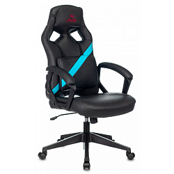 Кресло игровое Бюрократ Zombie DRIVER экокожа, черный/голубой, крестов. пластик
