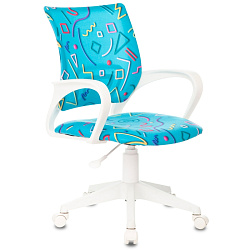 Кресло детское Бюрократ KD-W4 ткань, голубой, крестов. пластик, корпус белый